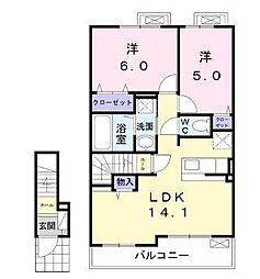 カサ・ミラ 2LDKの間取図画像