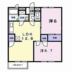 グレープ・ガーデンC 2LDKの間取図画像