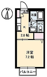 ディアス中塚B 1Kの間取図画像