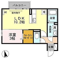 スカイブルーA 1LDKの間取図画像