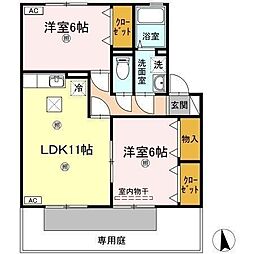 サン・スクエアB 2LDKの間取図画像