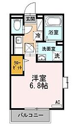 ホワイトウイング 1Kの間取図画像