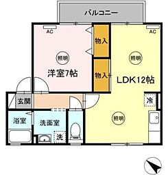 セジュールKB 1LDKの間取図画像