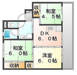 ビレッジハウス豊浜1 3DKの間取図画像