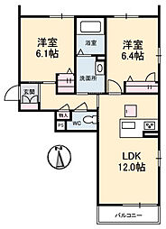 ローズガーデン 2LDKの間取図画像