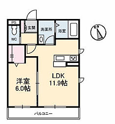 ベレオ亀岡 1LDKの間取図画像