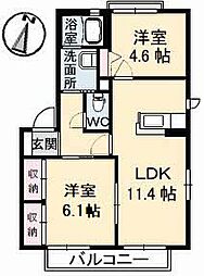 バリュージュKB 2LDKの間取図画像