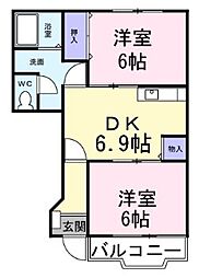 レガシィーガーデン2 2DKの間取図画像
