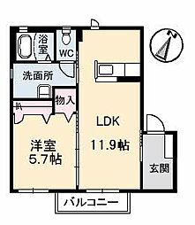 リバーサイド富士見 1LDKの間取図画像