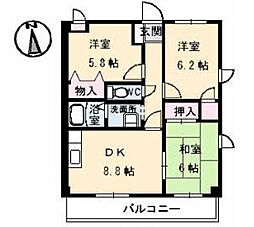 フィネス2000 3DKの間取図画像