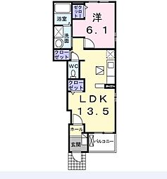 ピュア・ウィステリア 1LDKの間取図画像