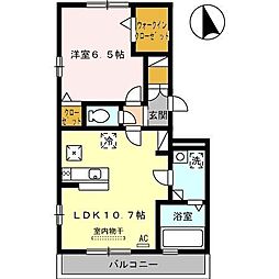 ジーニアス木太 1LDKの間取図画像