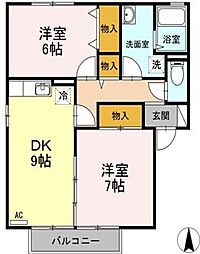 アドミレー樹太A 2DKの間取図画像
