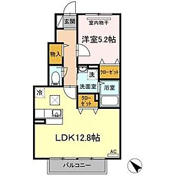 エスポワールB 1LDKの間取図画像