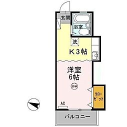 ピュアハイツ生野 1Kの間取図画像