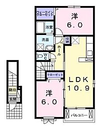 リバーサイド三日月 2LDKの間取図画像