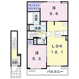 グローヴ・ガーデン12 2LDKの間取図画像