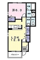 キャトルセゾン 1LDKの間取図画像
