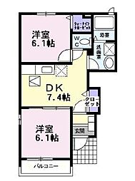 ハーモニー6 2DKの間取図画像