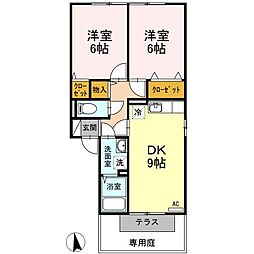 アーバンハイツ28A 2DKの間取図画像