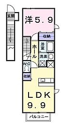 モンブランA棟 1LDKの間取図画像