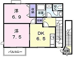 セナングA 2DKの間取図画像