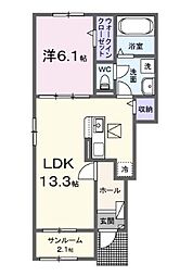 ベルクビュー 1LDKの間取図画像