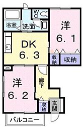 メゾンドジュネスKK3 2DKの間取図画像