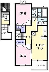 カルムA 2LDKの間取図画像