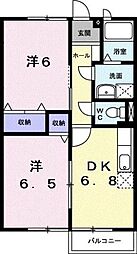 グレイスハイム1 2DKの間取図画像