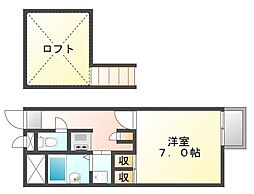 レオパレス薫峰 1Kの間取図画像