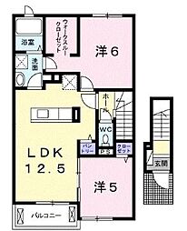 クラール元山サウスA 2LDKの間取図画像