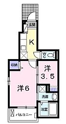 ディアコート中津 1Kの間取図画像
