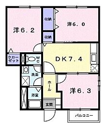 レインボー・ハイツA 3DKの間取図画像