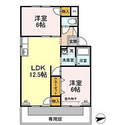 コーポラスY・O 2LDKの間取図画像