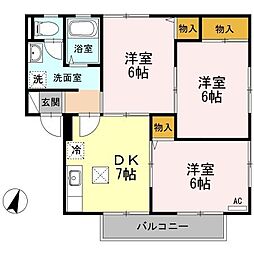 セジュールKA 3DKの間取図画像
