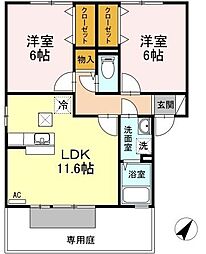 フォレストA 2LDKの間取図画像