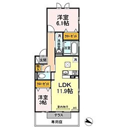グレイシア 2LDKの間取図画像