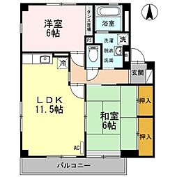 レインボーガーデンC 2LDKの間取図画像