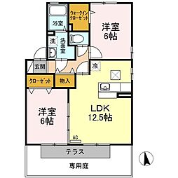 セジュール六条C 2LDKの間取図画像