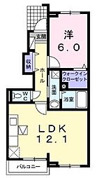 リヴィエール・ウエスト1 1LDKの間取図画像