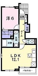 コンフォートヒラオ 1LDKの間取図画像