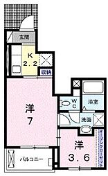 花梨1 2Kの間取図画像