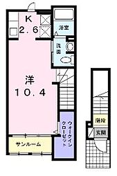 アーバンスクエア 1Kの間取図画像