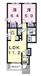 アリストガーデン1 2LDKの間取図画像