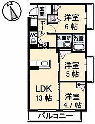 エルミタージュ3番館 3LDKの間取図画像