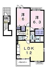アメニティーハイツ川島3A 2LDKの間取図画像