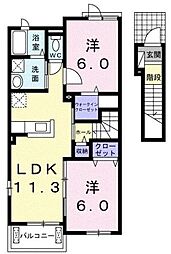 サンテクラージュ木太町A 2LDKの間取図画像