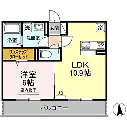 ルシェールA 1LDKの間取図画像