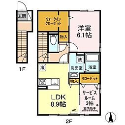 セジュール雅A 1SLDKの間取図画像